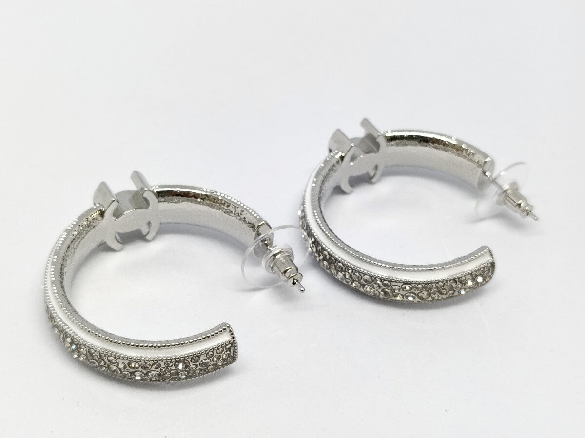 Autentiske Chanel B25C Coco Mark øreringe sølv accessories