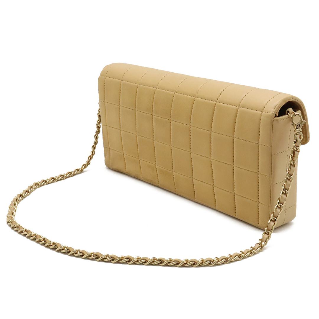 Chanel Chocolate Bar taske set fra siden – beige lammeskind og kæde