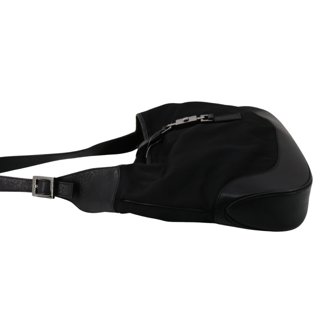 Gucci Jackie vintage skuldertaske i sort canvas – side view