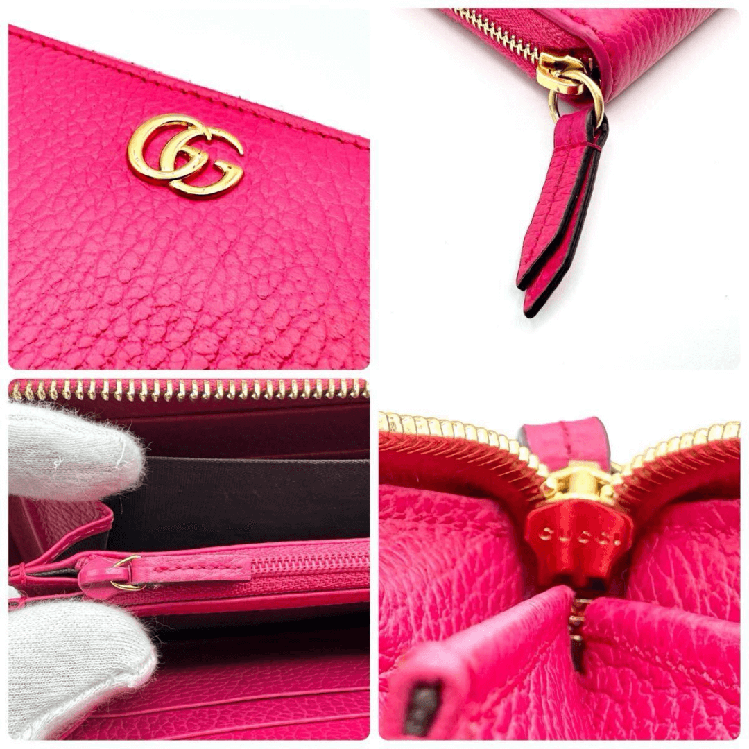 Gucci Marmont lynlåslukning – luksuspung i pink læder med guldfarvet hardware