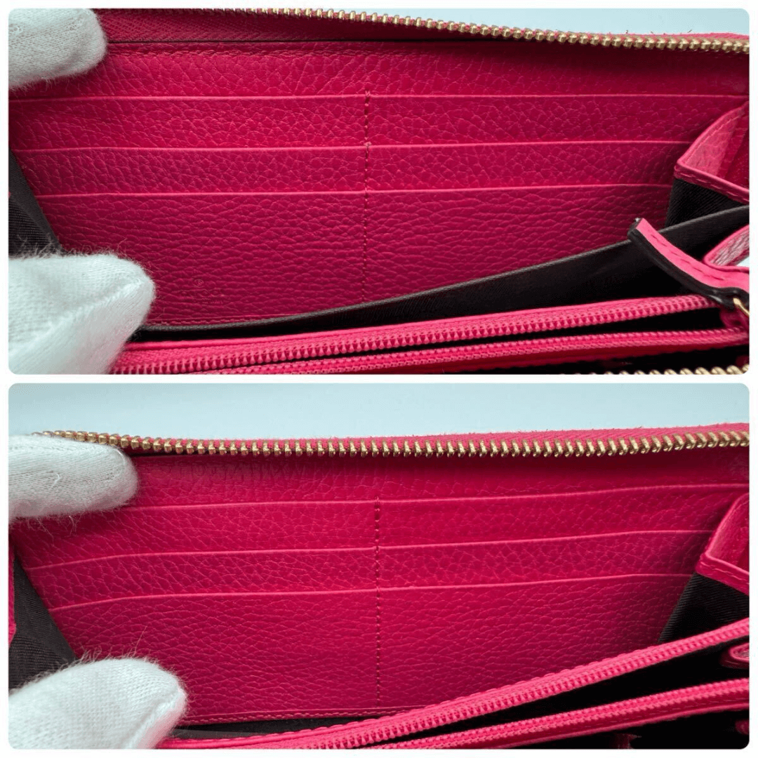 Gucci Marmont pung indvendigt – rummelig pung med kortlommer og møntrum i pink læder