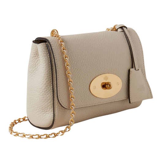 Mulberry Lily Chalk Heavy Grain skuldertaske – sidevinkel i chalkfarvet læder