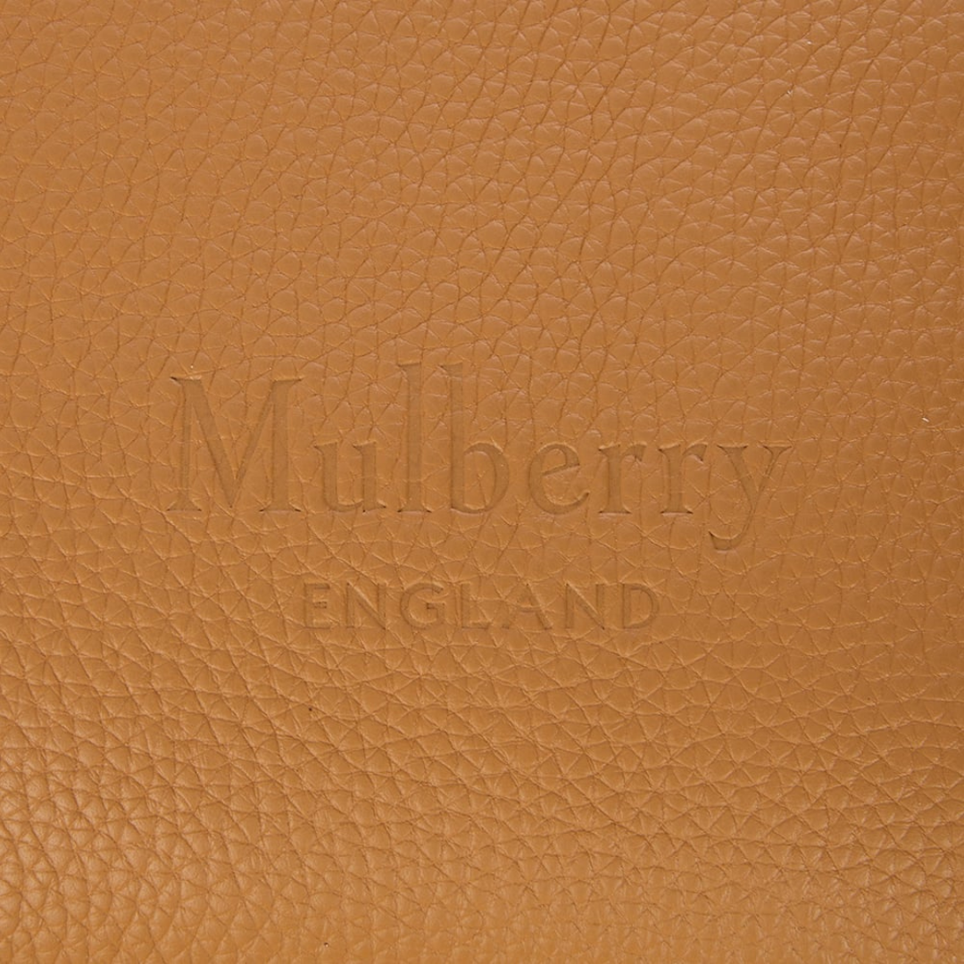 Mulberry Portobello Tote logo præget i læder – detalje på Portobello Tote