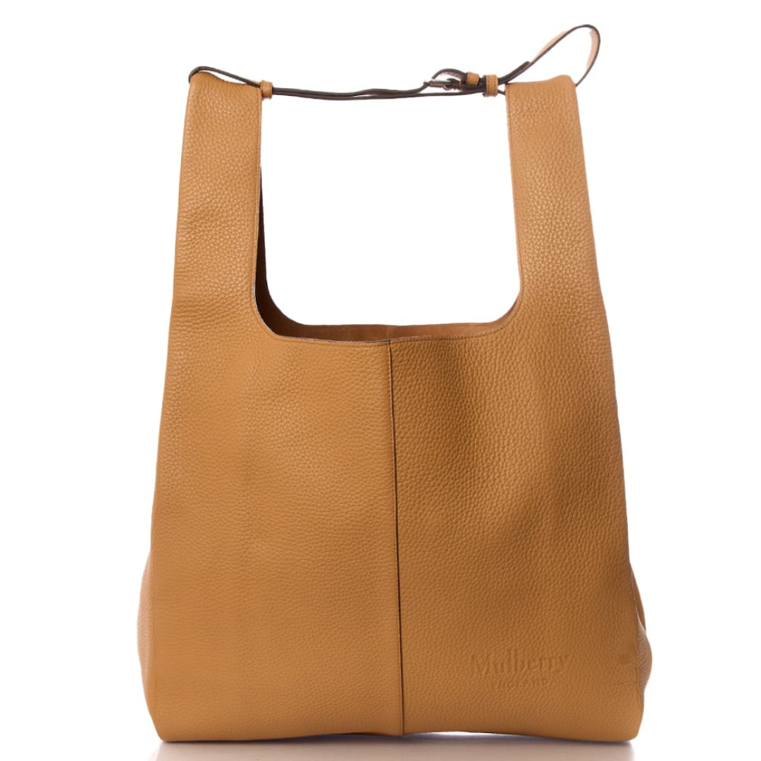 Mulberry Portobello Tote sideprofil – brun lædertaske preloved.