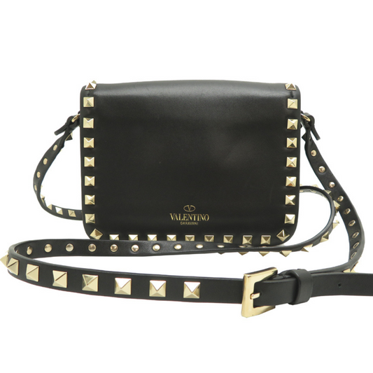 Valentino Garavani Rockstud skuldertaske sort læder bagside logo