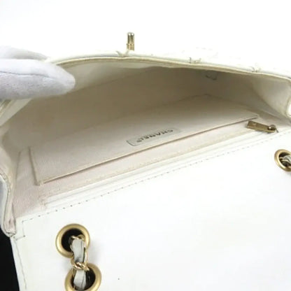 Unik Chanel Classic Medium Single Flap Taske i Hvid med 24K Guldhardware