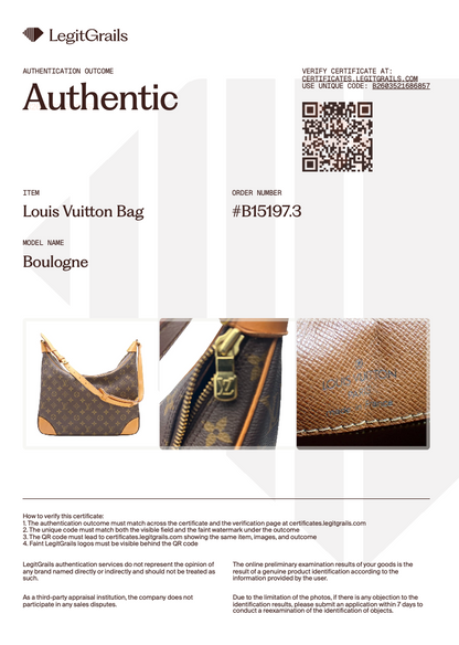Louis Vuitton Boulogne monogram canvas skuldertaske| Preloved Luksus - inkl. Certifikat& Dustbag