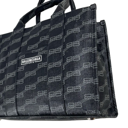 Balenciaga 2‑Way Tote fra siden, sort coated canvas, preloved luksus