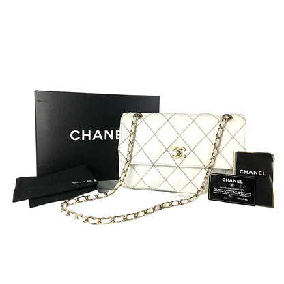 Chanel Classic Medium Single Flap hvid – med æske, seriemærkat og dust bag