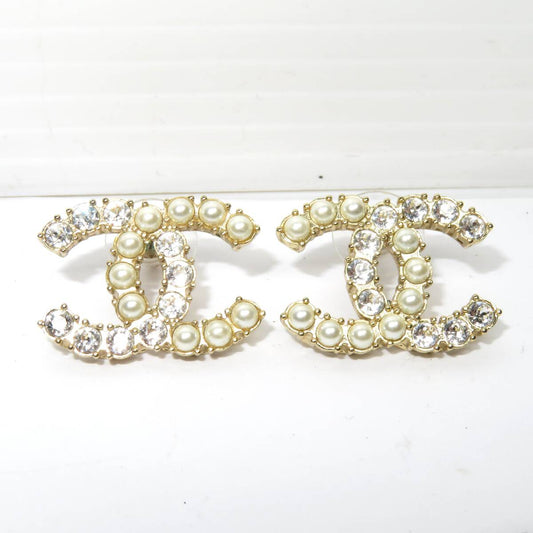 Chanel Coco Mark øreringe B20B i guld med perler og rhinsten