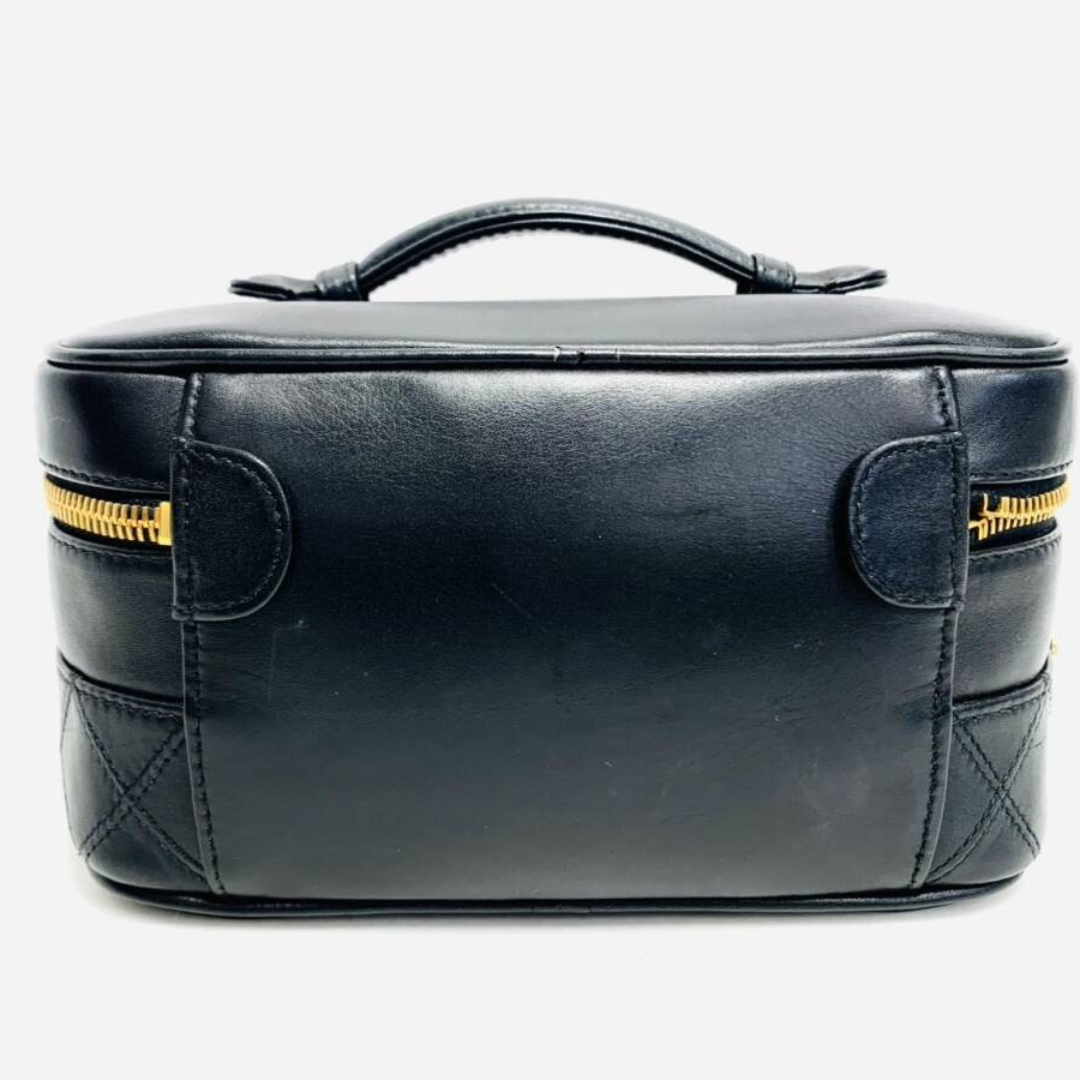 Bagside af Chanel makeup taske i sort lammelæder vintage