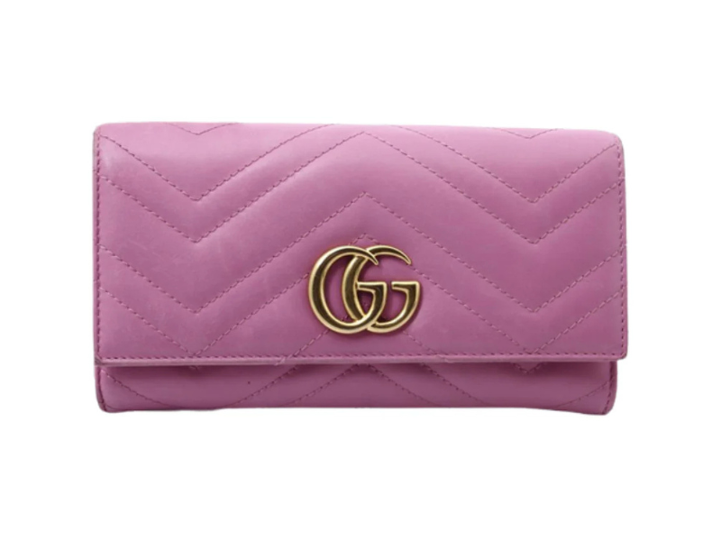 Gucci Marmont pung pink – set forfra med chevron-mønster