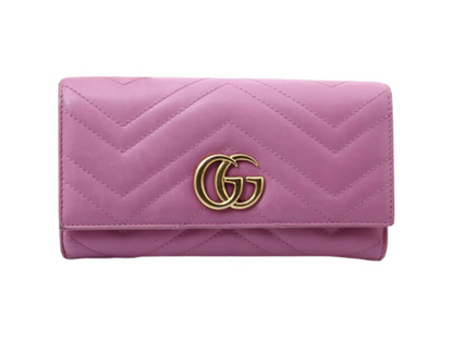Gucci Marmont pung pink – set forfra med chevron-mønster