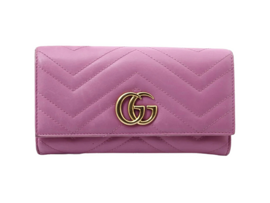 Gucci Marmont pung pink – set forfra med chevron-mønster