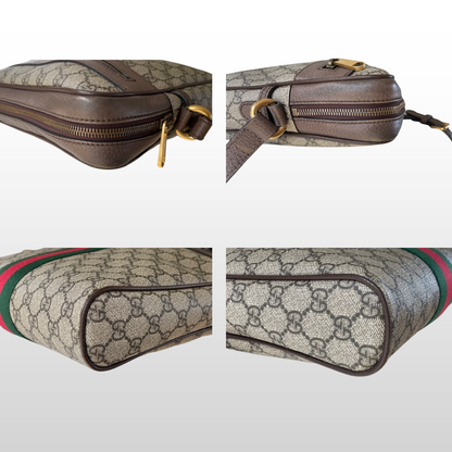 Detaljebillede af Gucci Ophidia Messenger taske med GG-logo og web-stribe – Reluxe.dk