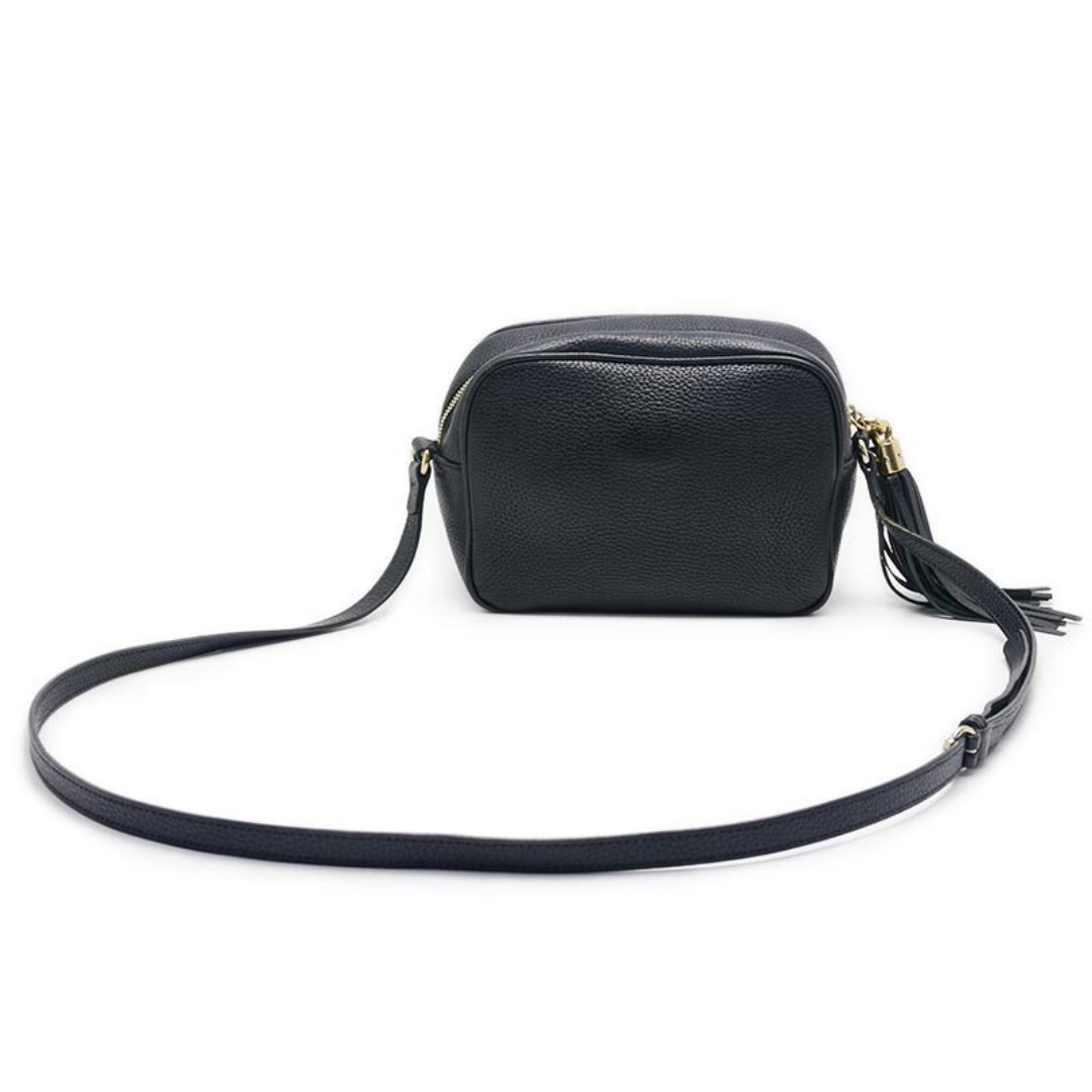 Gucci Soho GG Small taske med lang crossbody-rem i sort læder