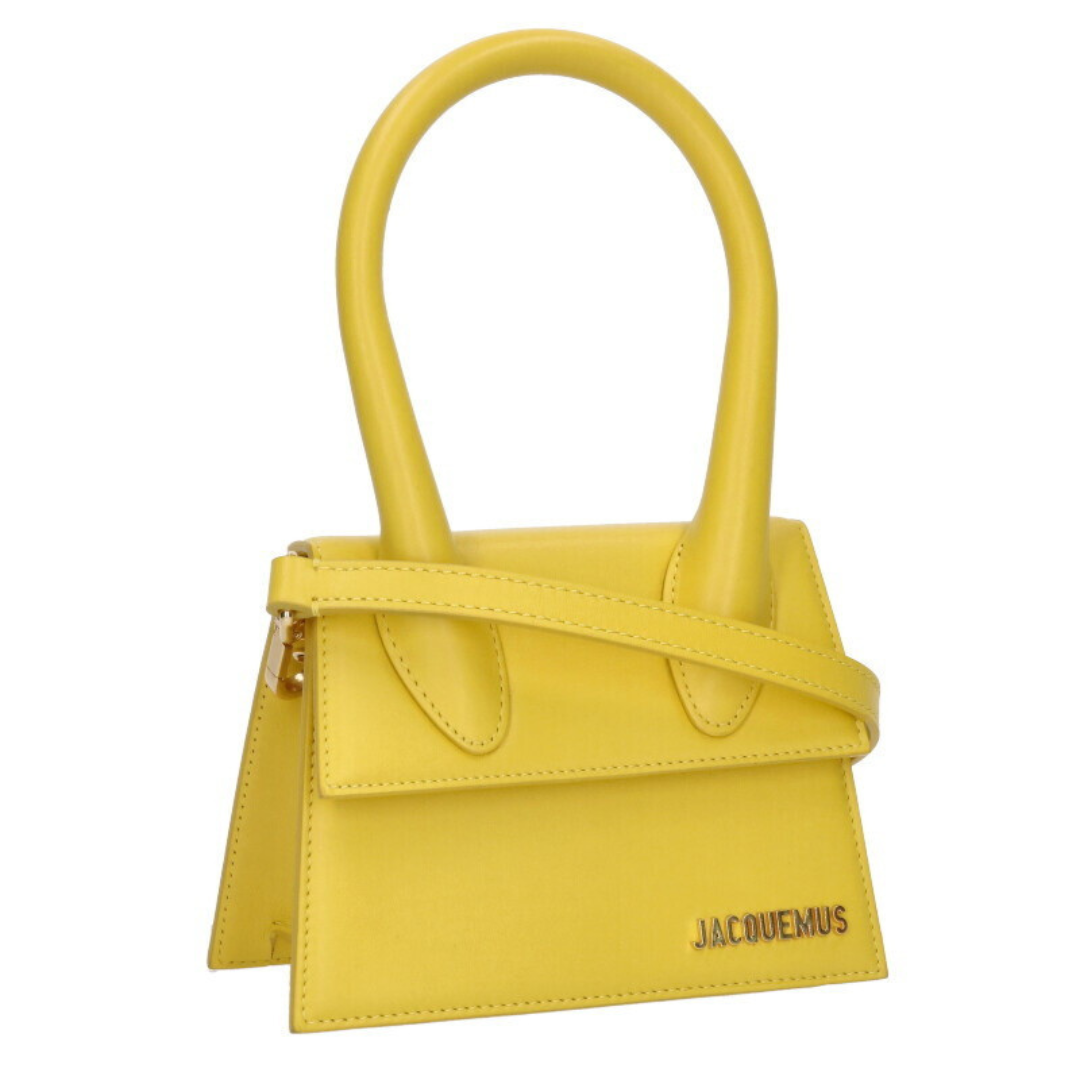 Jacquemus Le Chiquito Medium front i gul farve med skulderrem – preloved luksustaske hos Reluxe.dk