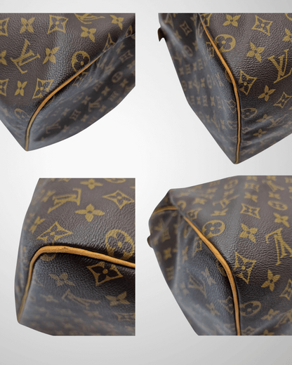 Hjørnedetaljer på preloved Louis Vuitton Keepall 55