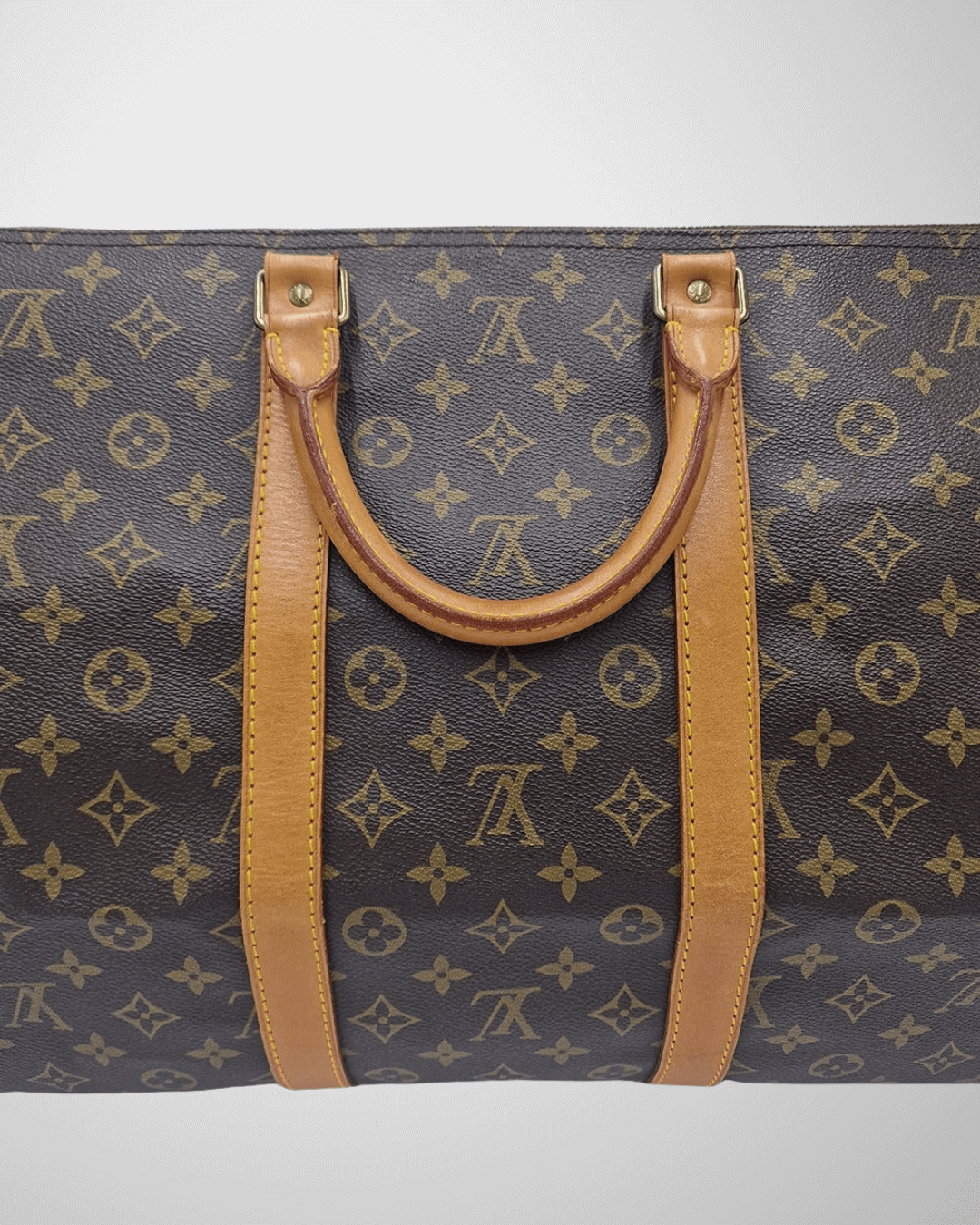 Detalje af vachetta-læder på Louis Vuitton Keepall 55