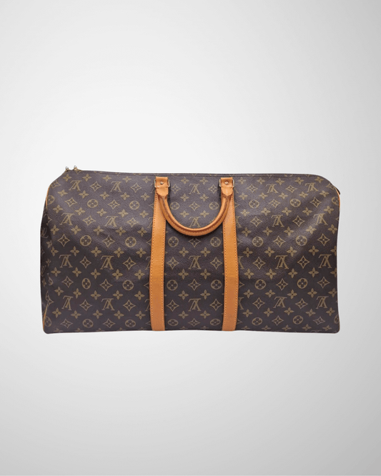Louis Vuitton Keepall 55 preloved rejsetaske i monogram canvas