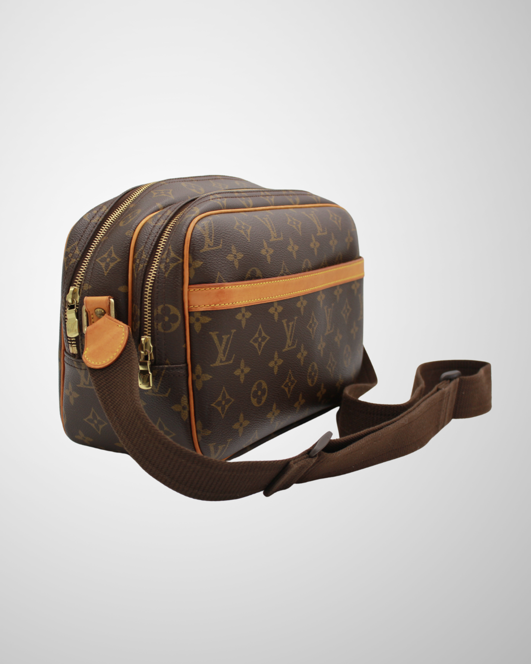 Louis Vuitton Reporter PM vintage crossbody taske Monogram canvas skrå vinkel