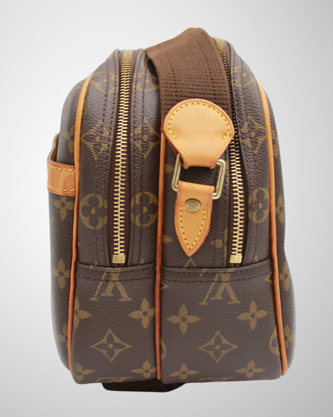 Louis Vuitton Reporter PM Monogram canvas lynlås detaljer