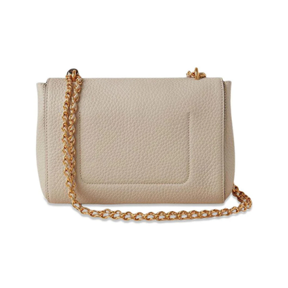 Mulberry Lily Chalk Heavy Grain skuldertaske – bagside med kæderem i guld
