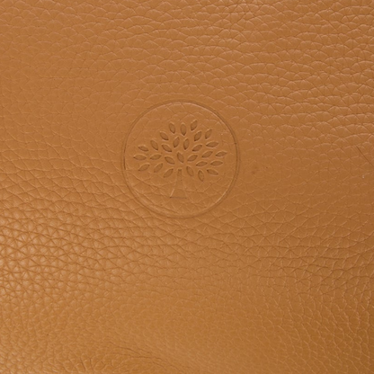 Mulberry Portobello Tote trælogo præget i læder – autenticitetsdetalje