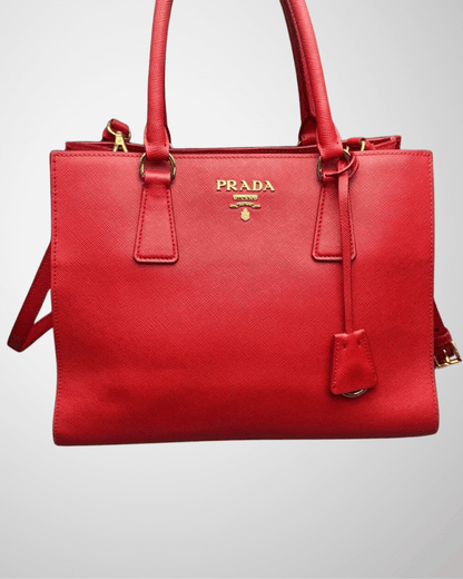 Prada Galleria Saffiano taske rød – frontvisning