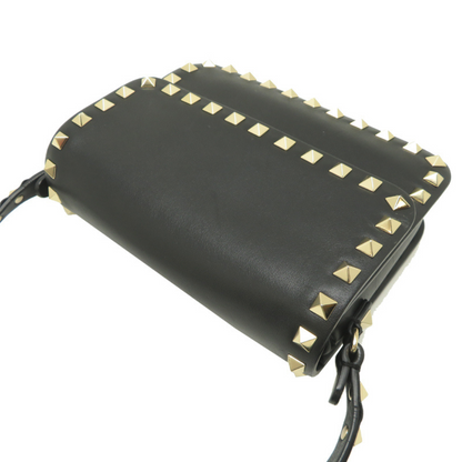 Preloved Valentino Garavani Rockstud skuldertaske sort læder topview