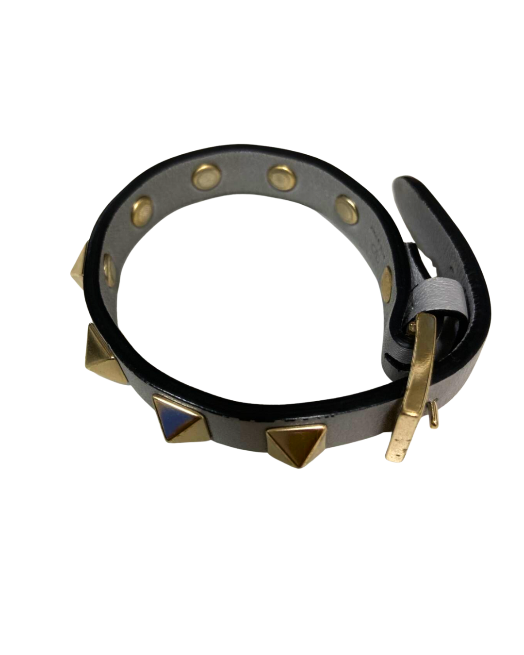 Valentino Garavani Rockstud armbånd i gråt læder med guldtonede studs
