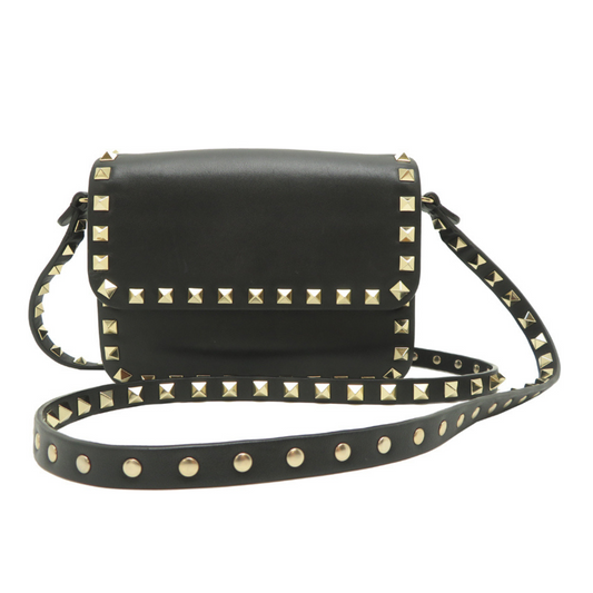 Valentino Garavani Rockstud skuldertaske sort læder front